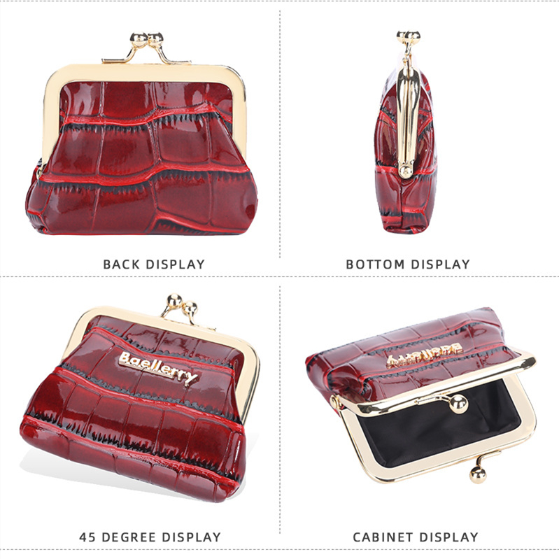 Baellerry New Coin Purse Glossy Crocodile Wallet Metal Clip Buckle Coin Purse_voghion.com
