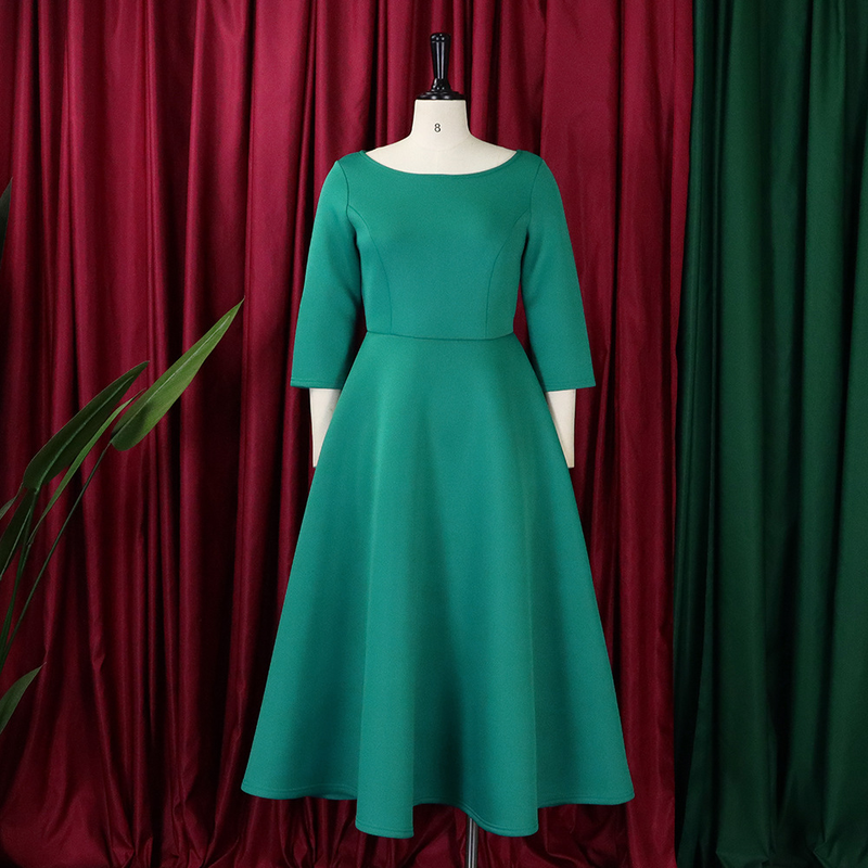 Women's solid color large swing skirt temperament evening dress skirt_voghion.com