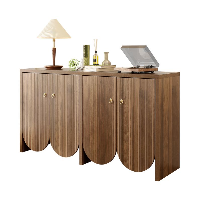 Buffet Elegantes En Noyer – 147×40×80 Cm Avec 4 Türen, Verstellbaren Einlegeböden & Alugriffen – Vielseitiger Aufbewahrungsschrank Für Wohnzimmer, Esszimmer & Flur_voghion.com