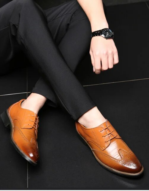 Scarpe casual comode con punta quadrata in pelle Oxford da uomo_voghion.com