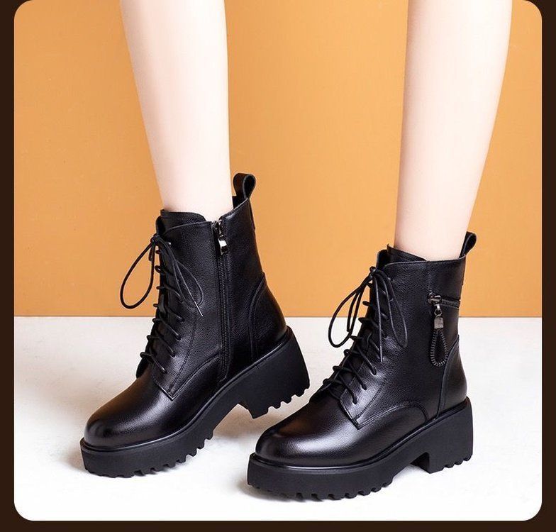 Neue Martin-Shorts im britischen Stil für Damen, Modell 2026: Dicke Sohle, Blockabsatz, Schnürung, Fleece-Futter, rutschfest, vielseitig und weich_voghion.com