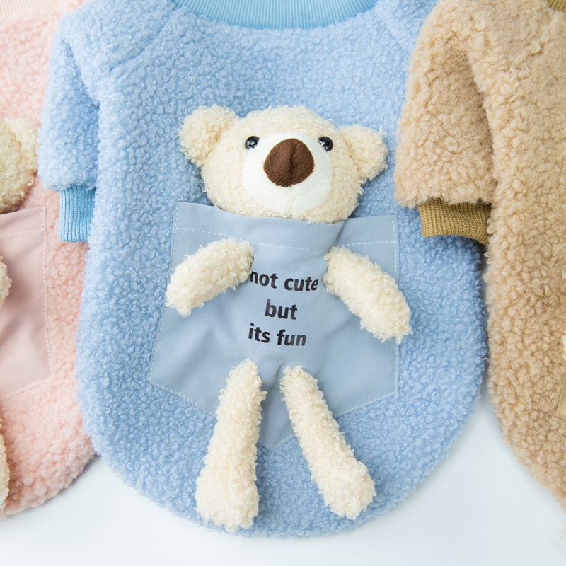 Huisdier hond herfst en winter nieuwe Teddy huisdier kleding, tweebenige jas, 21 rug teddybeer pluche jas_voghion.com