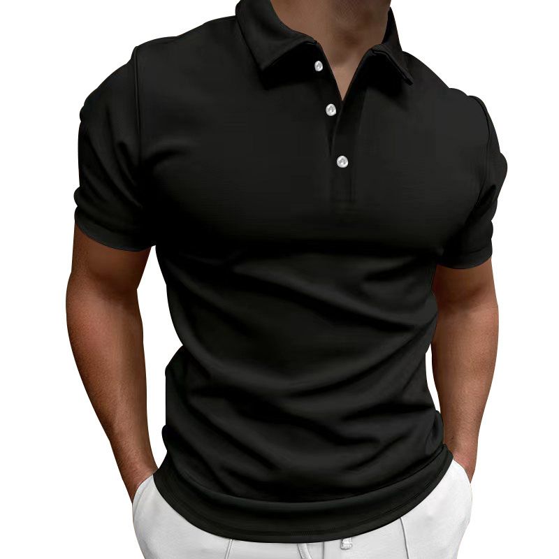 Camicia estiva 2023 T-shirt tinta unita a maniche corte con collo a polo, vestibilità casual, top 4XL da uomo_voghion.com