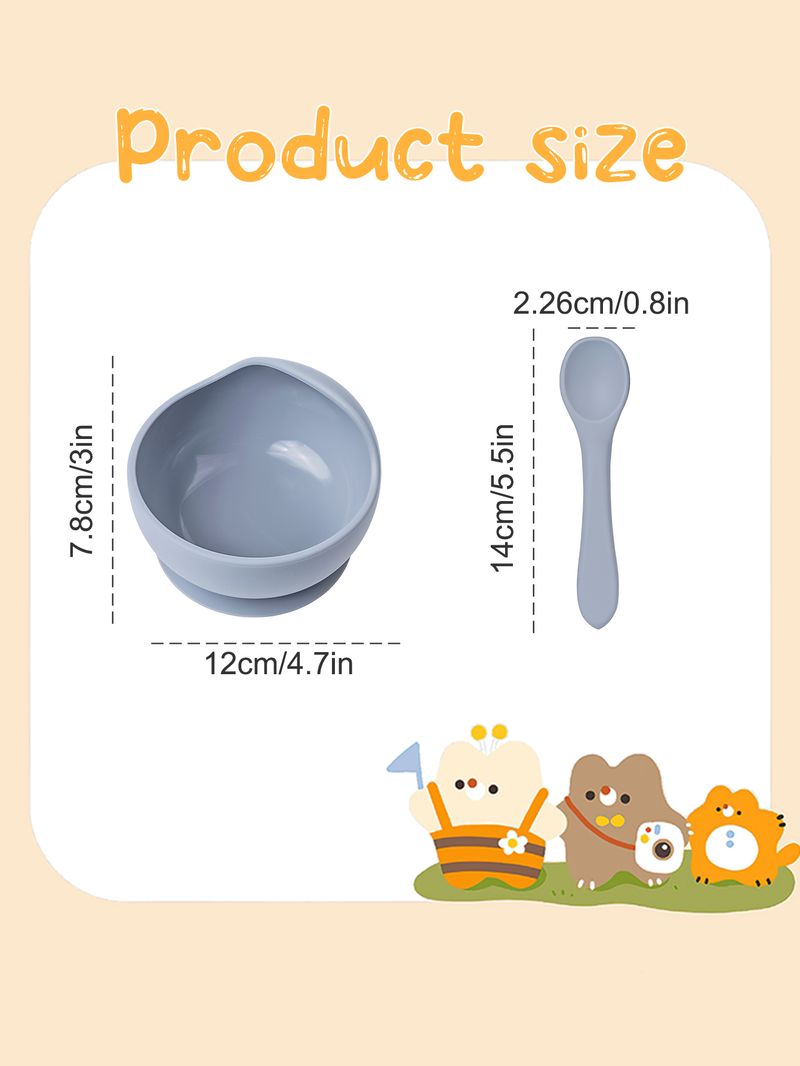 2PC Silicone Sucker Bowl Feeding Tableware for Infant and Young Training Learning To Eat Bowls and Baby Supplementary Food Bowls_voghion.com