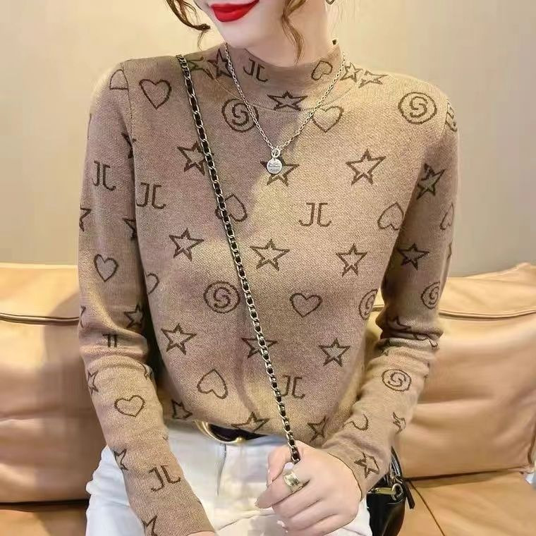 Dames plus en verdikte Duitse veet trui alles-in-één halve coltrui buitenlandse stijl warme basis shirt tops voor dames_voghion.com