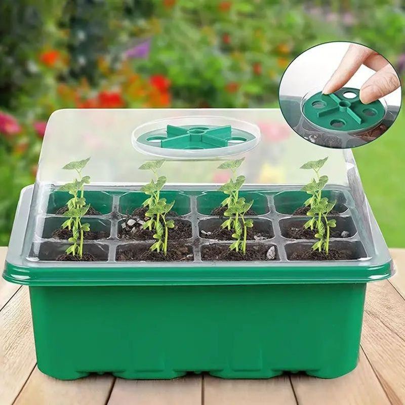 12-well Plastic Seedling Pot Succulent Sowing Seedling Box Insulated Seedling Tray_voghion.com