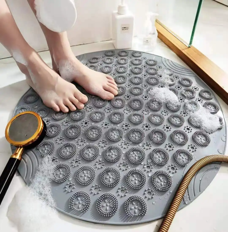 Anti-Rutsch-Duschmatte, PVC-Badematte mit Abflusslöchern, Fußmassage-Textur, schnelltrocknend (55 x 55 cm), EU-Badezimmersicherheit_voghion.com