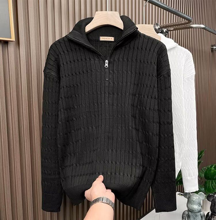 Maglione con cerniera in jacquard per uomo e donna, pullover di alta qualità, maglione lavorato a maglia a maniche lunghe, top e giacche alla moda e versatili_voghion.com