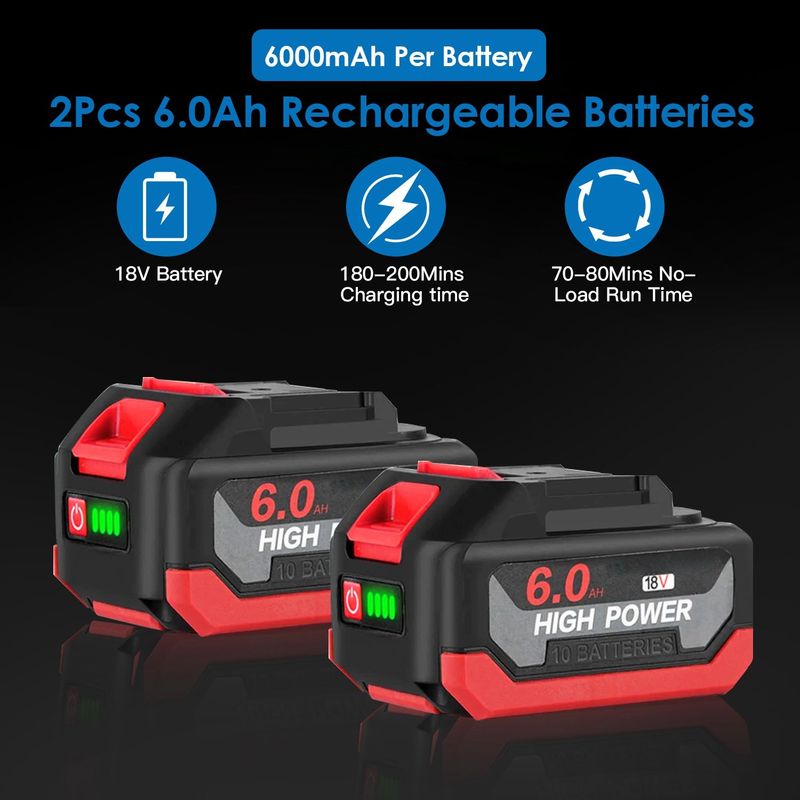 3-In-1 Cordless Electric Impact Wrench Drill Screwdriver With Brushless Motor Max 3450RPM Variable Speed 2Pcs 6.0Ah Batteries 3 Sockets 3 Screwdriver Bits 3 Drill Bits_voghion.com