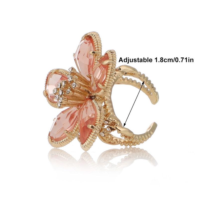 2025 Damesmode Verstelbare grote bloemkristallen ring, trouwsieraden_voghion.com