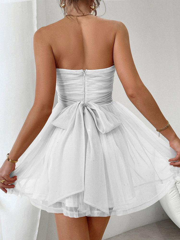 Mini-robe corset en maille transparente – Robe de soirée trapèze taille haute en noir, bleu marine, champagne et rouge (S-XL, tissu extensible en nylon)_voghion.com