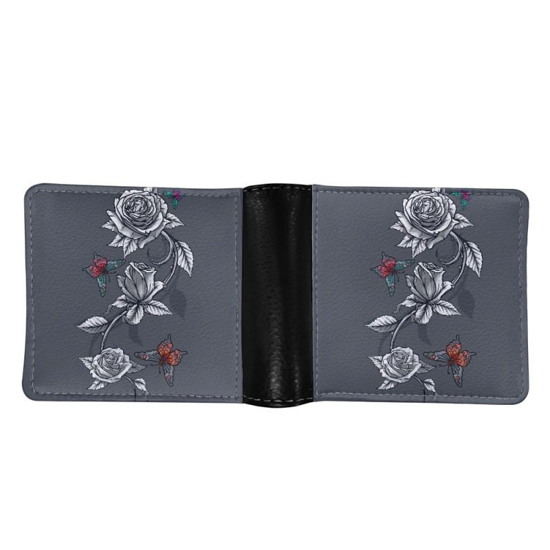 Portafoglio bifold da uomo con portamonete e flip cover fai da te, stampa rosa scuro_voghion.com