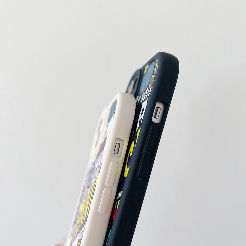 Doodle grappige uitdrukking telefoon case Voor iPhone 14 13 12 Pro 11 ProMax XSmax XR X XS 7 8Plus schokbestendig Zachte Siliconen Achterkant_voghion.com