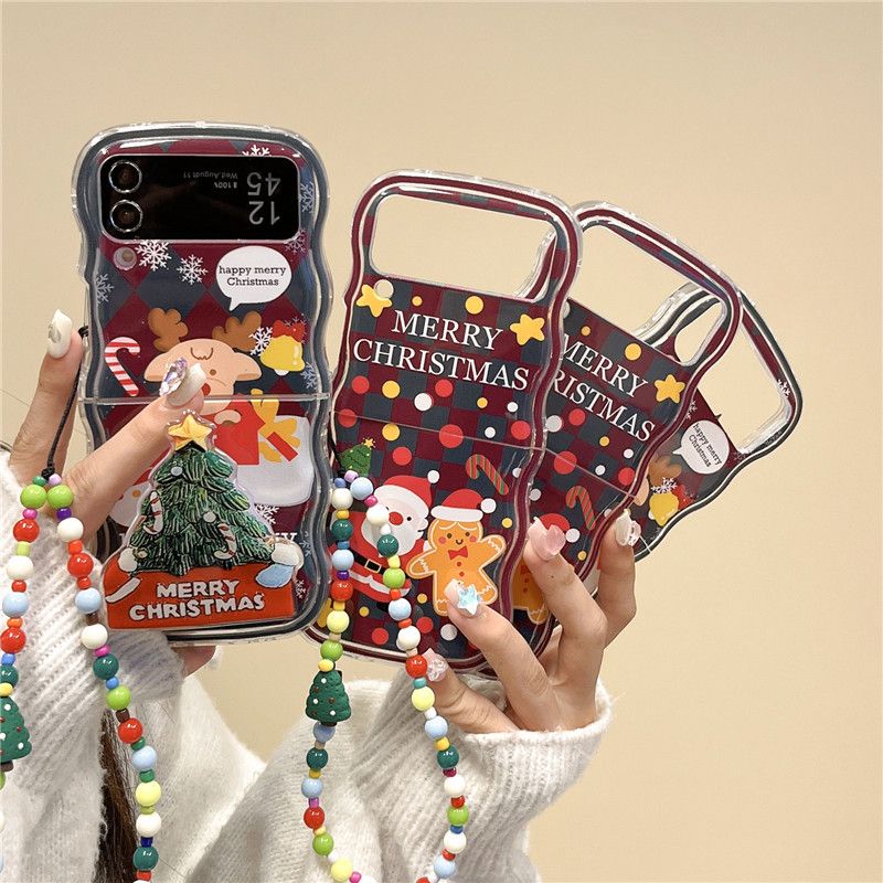 TechGlobe Santa Claus Compatible With Galaxy Z Flip3/4/5 Gingerbread Man Samsung Soft Phone Case Foldable Protective Cover_voghion.com