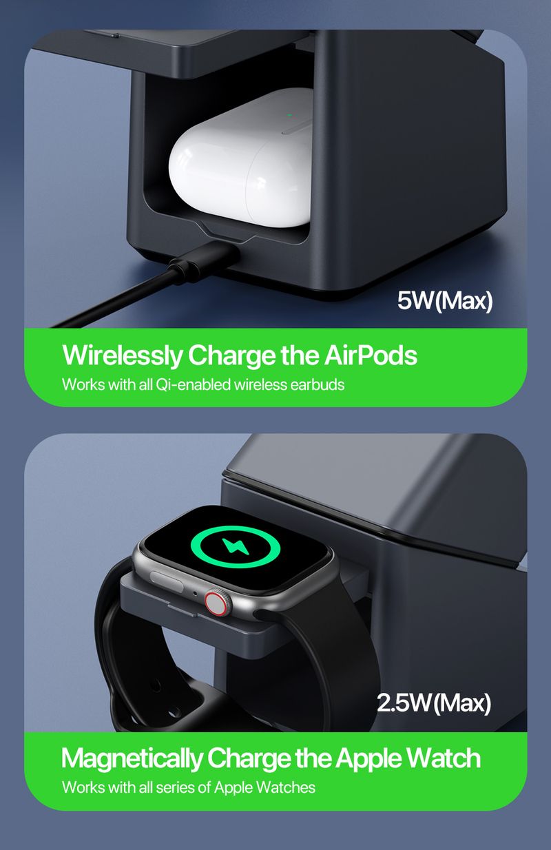 4-in-1-Magnetladegerät mit automatischer Drehung und Schnellladefunktion (bis zu 15 W) für iPhone 16, 15, 14, 13 Max, Apple Watch und AirPods Pro_voghion.com