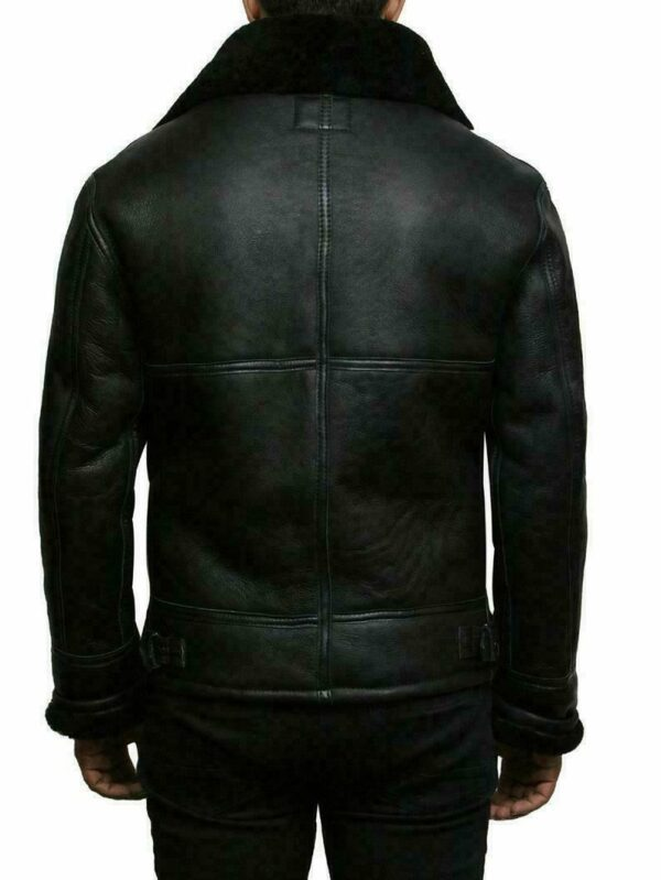 Men's Shearling-Lined Leather Coat With Wide Lapel - Premium Winter Overcoat, Luxurious Faux Fur Outerwear_voghion.com