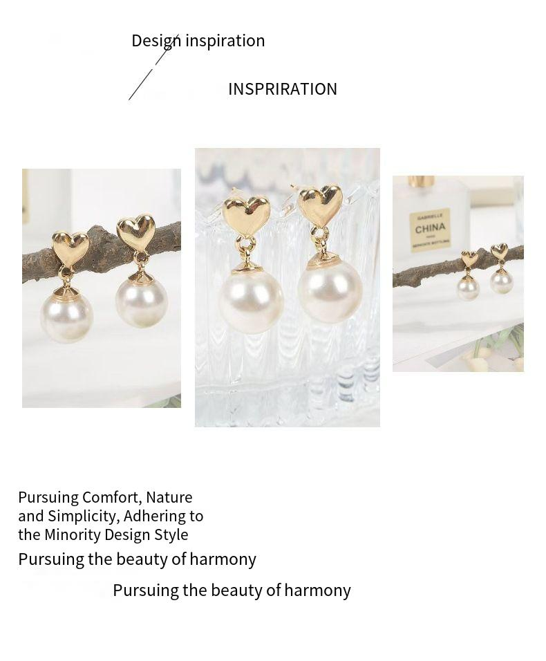Orecchini di perle di lusso di alta qualità, luce francese, personalità femminile, temperamento semplice e versatile, moda, orecchini di perle d'amore_voghion.com