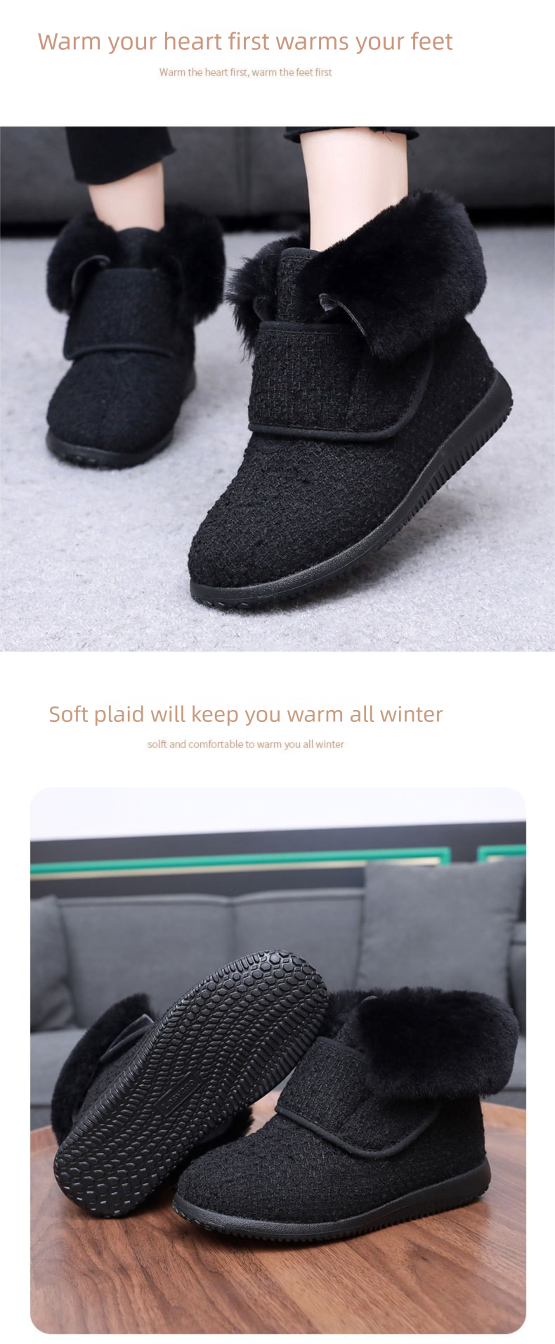 Botas altas cálidas de invierno 2025 para mujer, con forro polar, cuello ancho de piel de oveja y algodón con forro de plumón._voghion.com