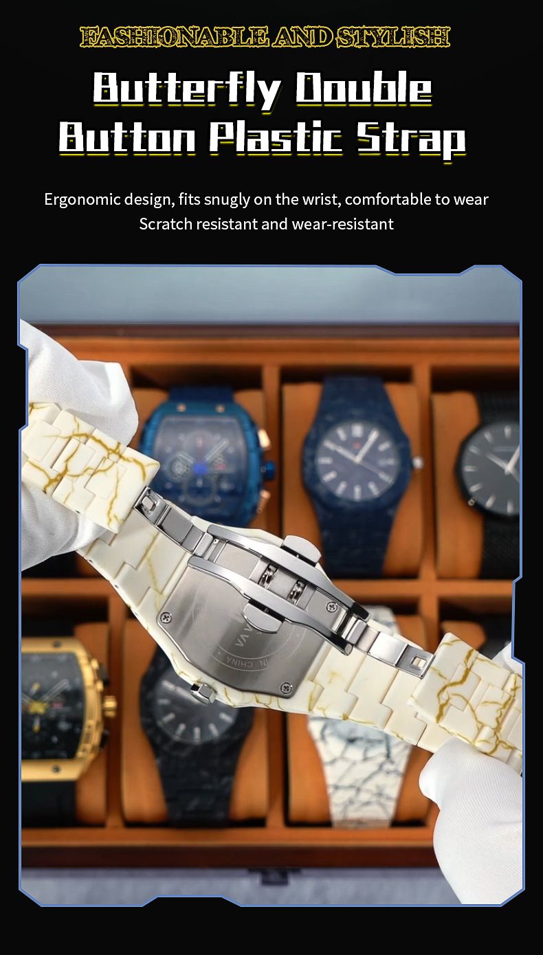 VA VA VOOM Herenhorloge Nieuw Quartz Horloge Marmerpatroon Hoogwaardige Kalender Waterdicht Grote Wijzerplaat_voghion.com