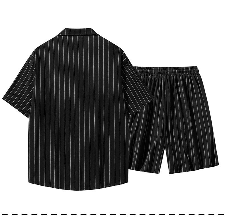 Camicia a maniche corte in seta ghiacciata da uomo, camicia a mezza manica alla moda da uomo, abito due pezzi alla moda da uomo_voghion.com