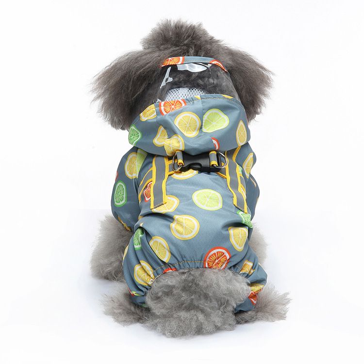 Haustier Vierbeiner Kleine Brust Zurück Reflektierende Hund Regenmantel Taille Tasche Schwanz Ente Stil_voghion.com