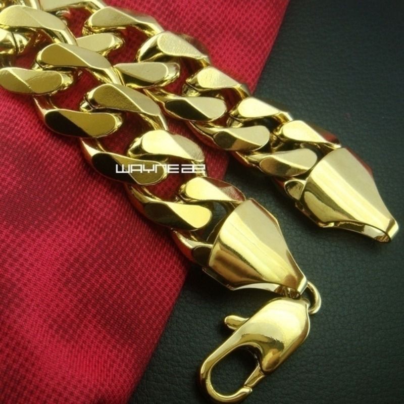 Heren Curb Cubaanse schakelkettingarmband met bandbreedte van 15 mm_voghion.com