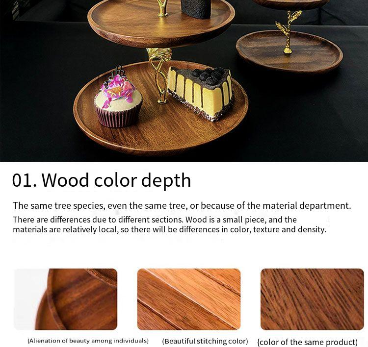 Walnut Solid Wood Double Dried Fruit Tea Cake Tray Dessert Table Multi Layer Rack_voghion.com