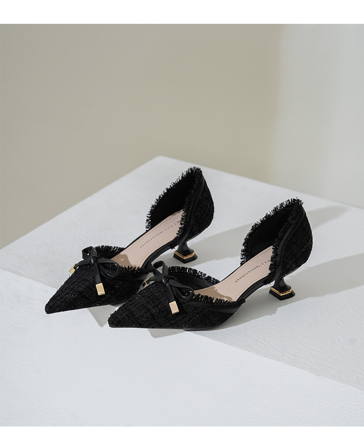555-1 piccole scarpe col tacco alto stile francese design 2024 nuovo stile papillon temperamento scarpe singole per le donne tacco medio estate ragazza fine_voghion.com
