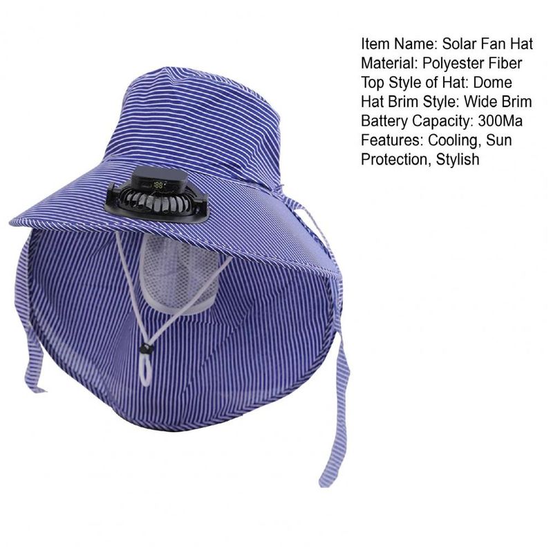 RYYD Gestreepte Bucket Hat - Ingebouwde ventilator|UV 50+|Nekflap_voghion.com