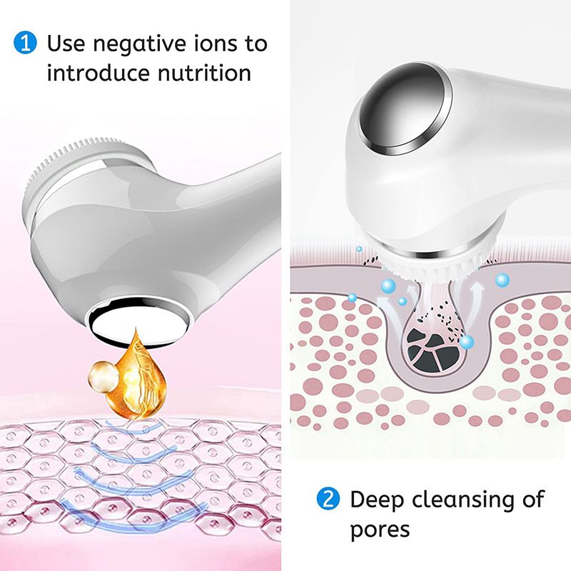 Cepillo eléctrico de limpieza facial con 2 modos, masajeador facial EMS, limpieza profunda de poros, cepillo exfoliante, cuidado de la piel, cepillo facial resistente al agua_voghion.com