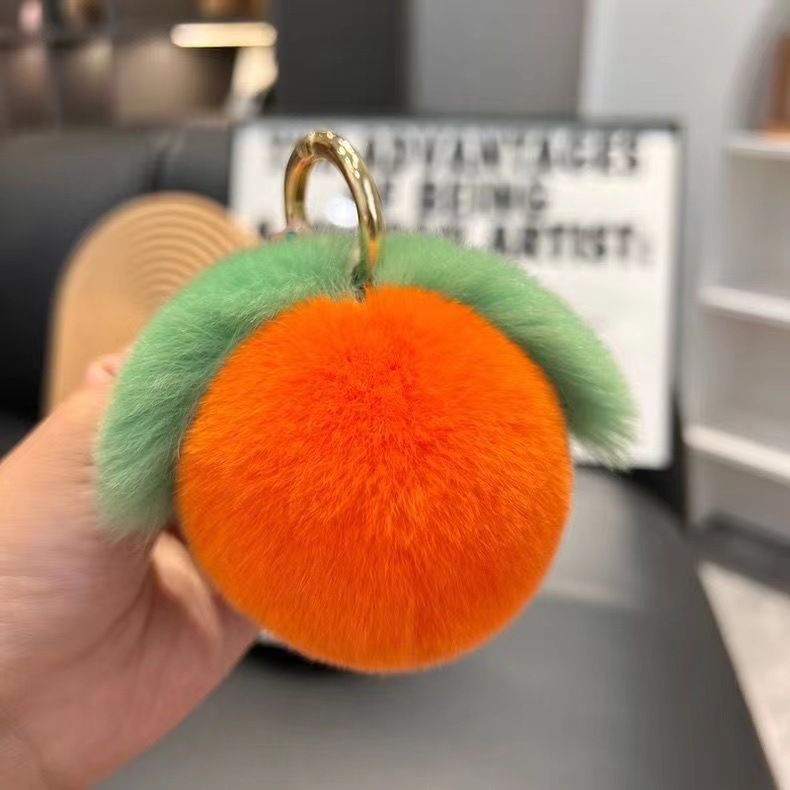 Bag Charms Internet Celebrity Rex Rabbit Fur Peach Bag Pendant Cute Plush Ball Peach School Bag Pendant Car Key Chain Bag Pendant_voghion.com