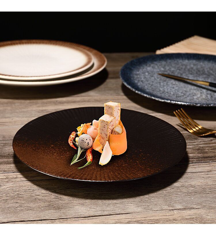 Vajilla creativa de cerámica para carne, plato para pasta, plato para sushi, plato para saltear retro para restaurante y hotel._voghion.com