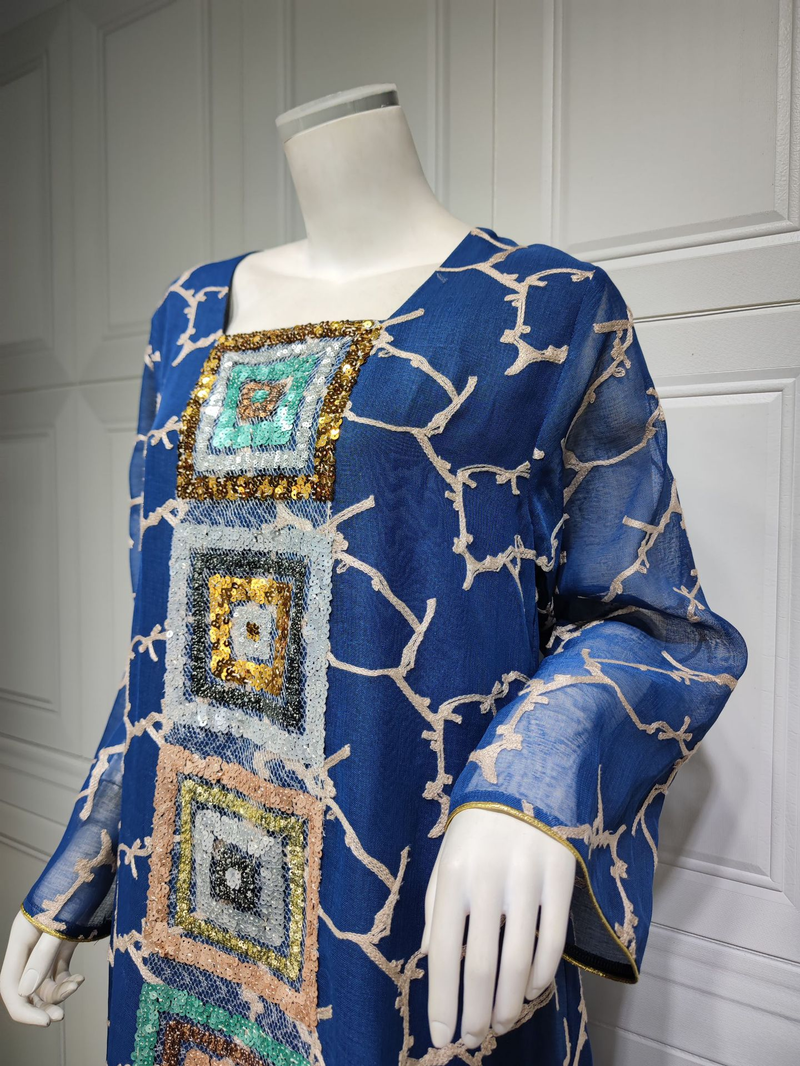 Dámské muslimské večerní šaty plus size, flitrovaná sukně, síťovaná houpačka, župan Abaya_voghion.com