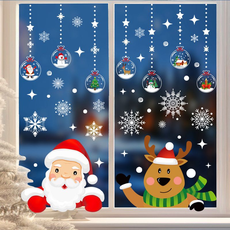 Calcomanías navideñas estáticas para ventanas (paquete de 4) de PVC esmerilado para puertas de vidrio y decoración del hogar y la oficina._voghion.com