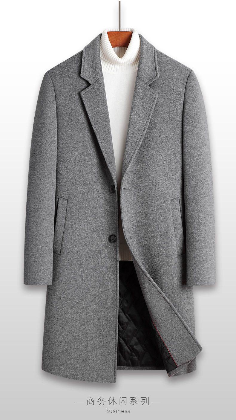 Abrigo de lana de longitud media para hombre, cuello de traje, abrigo informal de lana, chaqueta para hombre, talla grande, abrigo de algodón y grueso._voghion.com