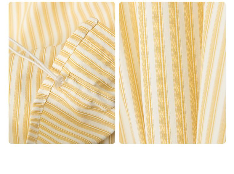 Ropa de mujer Camisa de rayas con volantes para mujer - Blusa extragrande de manga larga con botones_voghion.com