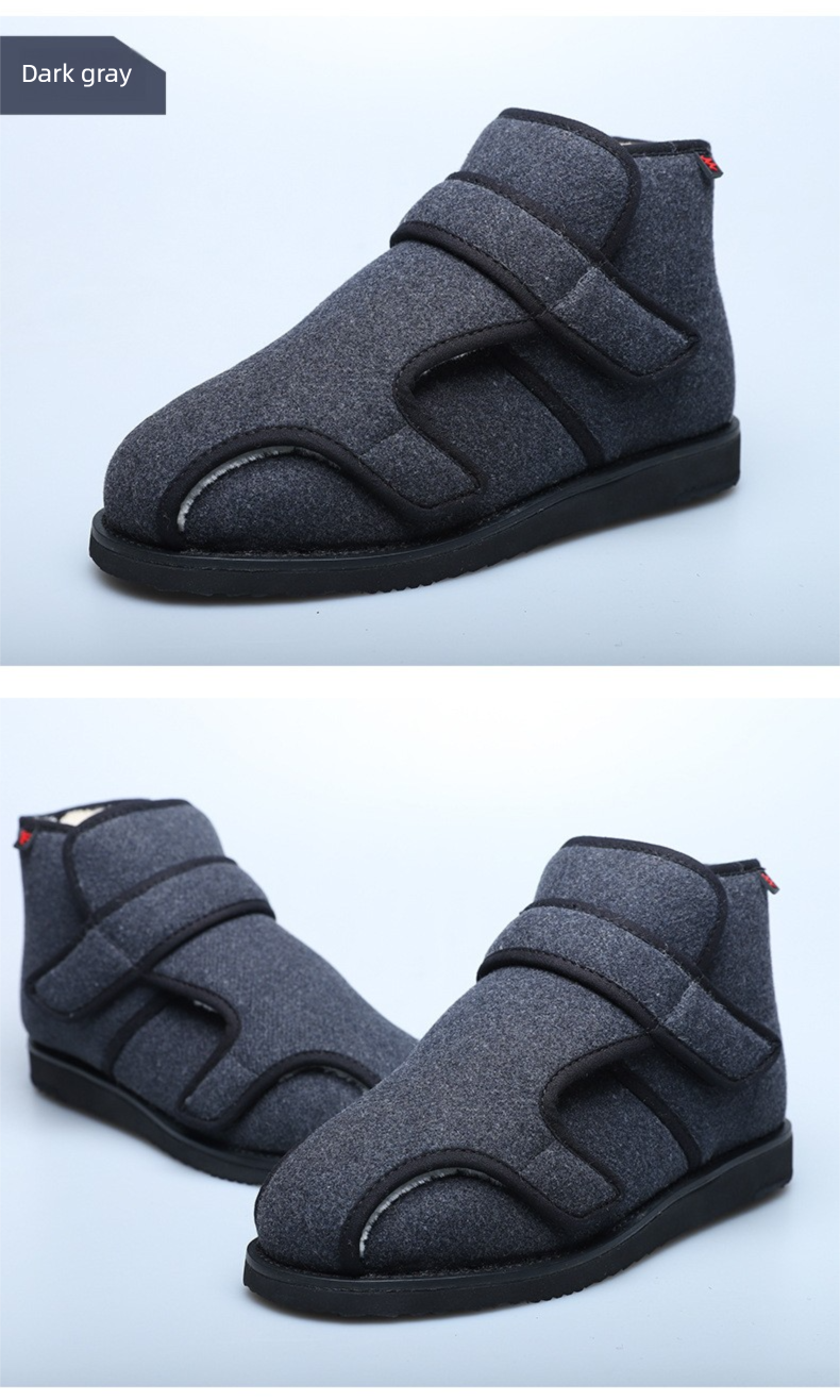 Qiwago Mid-Top-Klettverschluss-Design, Baumwolle, verdickt, warm, rutschfest, flache Schuhe für breite Füße, dicker Spann, tragbar_voghion.com
