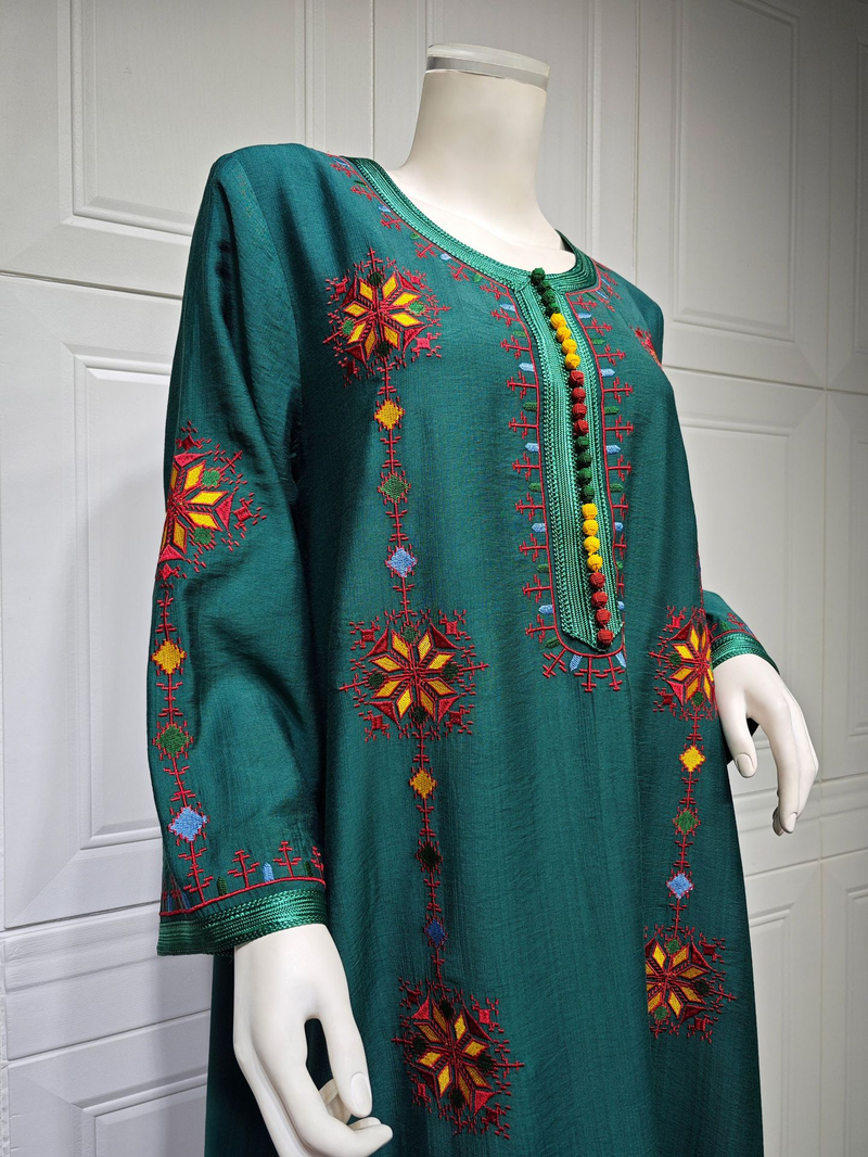 Dameskleding Middelste gewaad Geborduurd Geborduurd Abaya Jurk Lange rok Dubai_voghion.com
