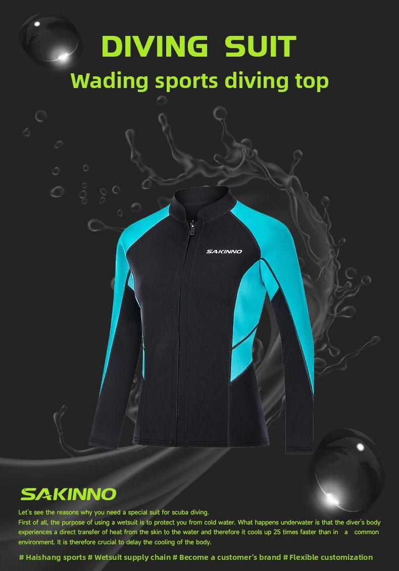 2mm Top Damen, Warm Und Kältebeständig, Sonnenbeständig Zweiteiliger Langarm-Tauchanzug Zum Schwimmen, Surfen, Schnelltrocknendes Schnorcheln_voghion.com