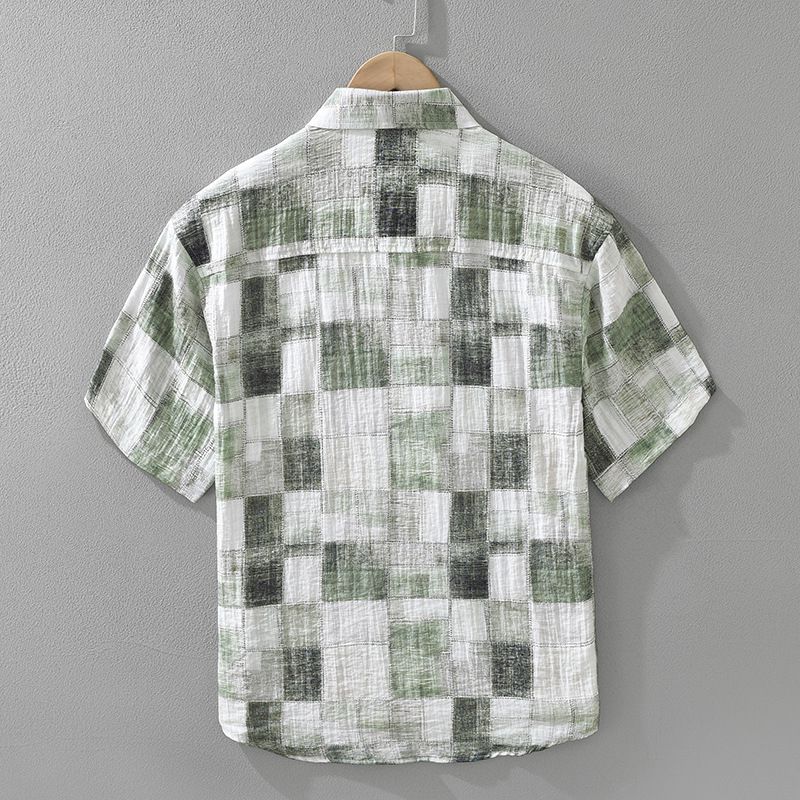 New Printed Short Sleeved Shirt For Men, Fashionable And Versatile, Artistic And Casual Loose Top_voghion.com