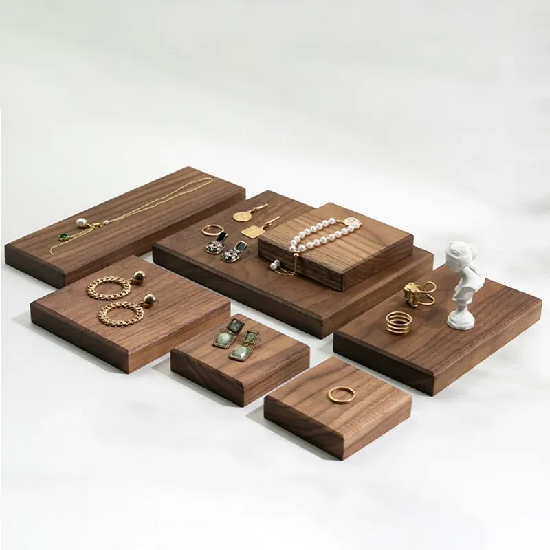 Timbri quadrati in legno, supporti per braccialetti, espositori per gioielli, organizer per cosmetici, vassoio per fogli di bambole, custodia in noce_voghion.com