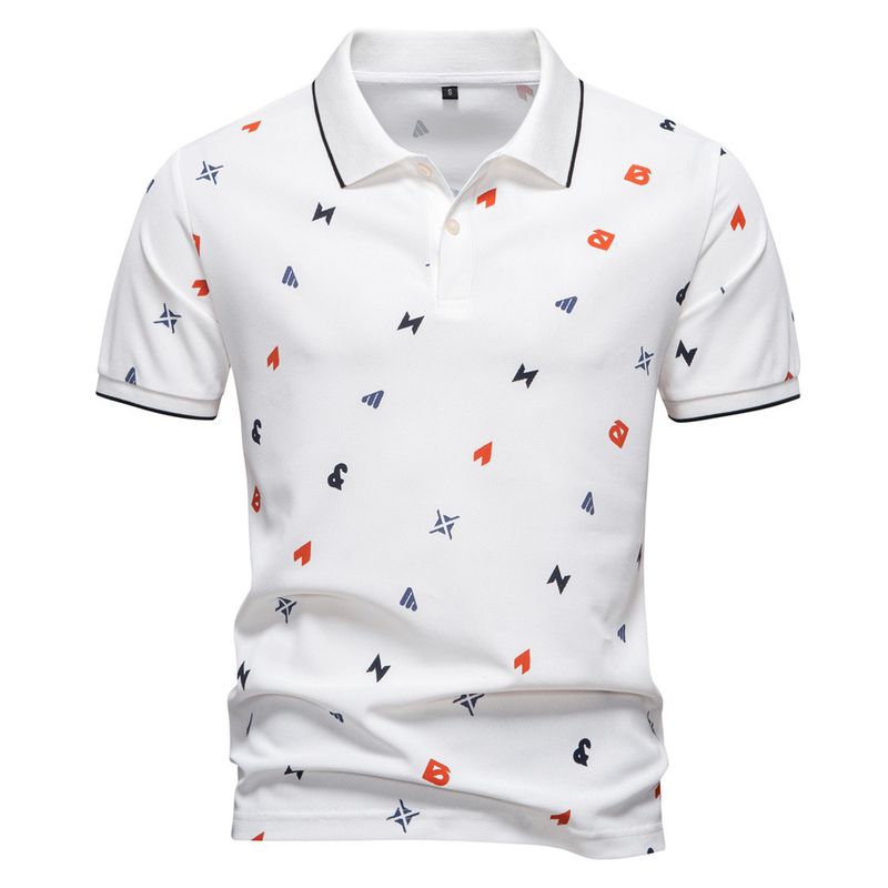 Polo da uomo a maniche corte con colletto con lettere stampate su tutto il corpo, nuova collezione estiva 2025_voghion.com