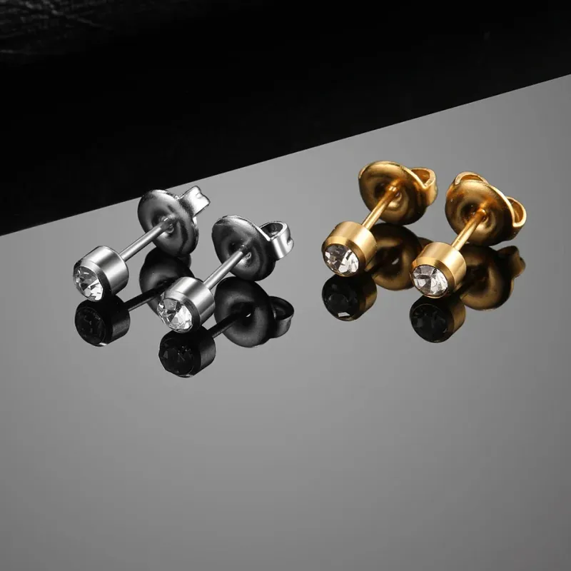 Orecchini garofano in acciaio inox per piercing alle orecchie, 2 pezzi_voghion.com