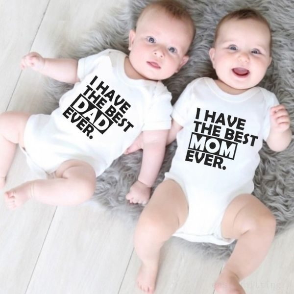 Babykleidung Ich habe den besten Mama-Papa aller Zeiten. Baby-Krabbelanzug, kurzärmeliger Overall mit Monogramm_voghion.com