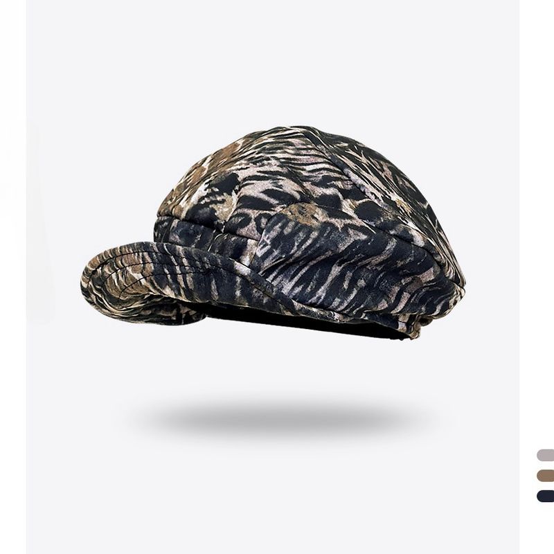 Unique Design German Digital Leopard Print Forward For Women Trendy Street Style Elegant Versatile Newsboy Cap Trend_voghion.com