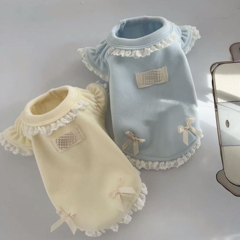 Solid Color Base Doll Collar T-Shirt Cat Bichon Dog Pet Clothes_voghion.com