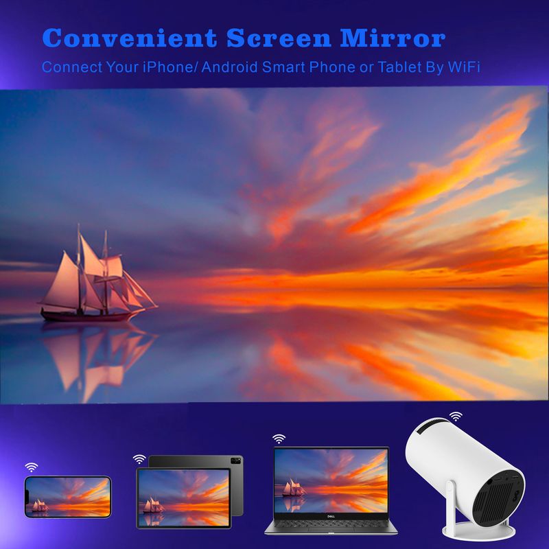 hy300pro Projector Home Use 4K Portable LCD Ultra HD Living Room Wall Projection Wireless Screen Sharing_voghion.com
