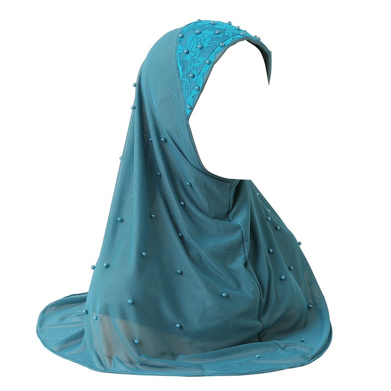 Cappello alla moda con fascia per capelli araba con perline a doppio strato in rete H078_voghion.com