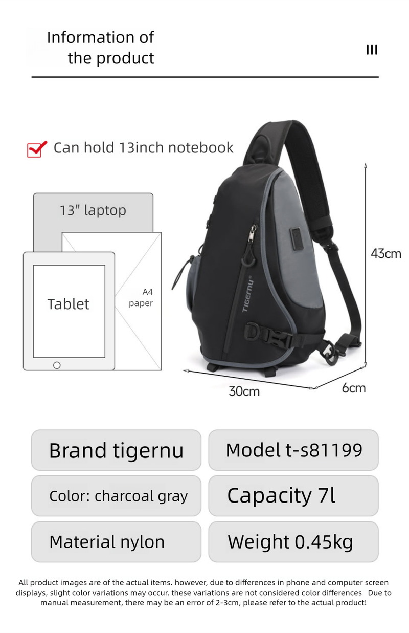 Minimalist New Chest Bag Sports Large Capacity Chest Bag New Student Crossbody Men's Bag_voghion.com