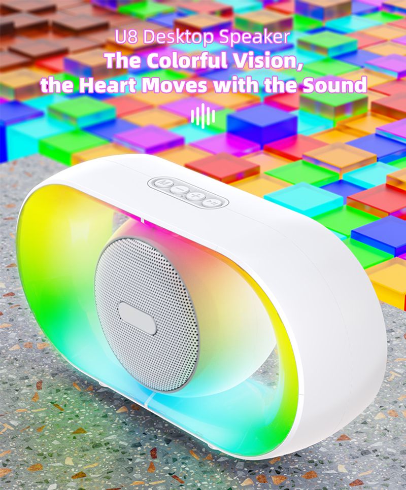 Głośnik Bluetooth U8 z podświetleniem RGB, magnetyczny, bezprzewodowy, wysokiej jakości, przenośny subwoofer, podróżny i na zewnątrz_voghion.com